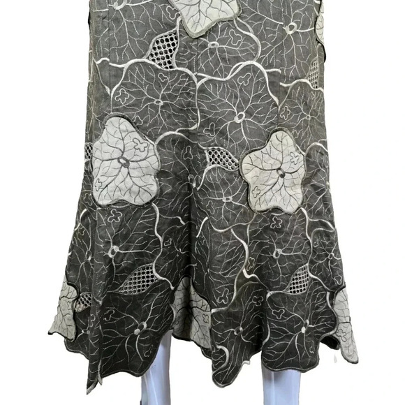 JSong Collection 8 100% Linen‎ Dress Maxi Embroidered Applique Fit And Flare Vtg - Picture 3 of 10